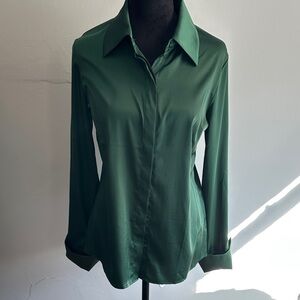 Elegant Green Silk Charmeuse Women's Top